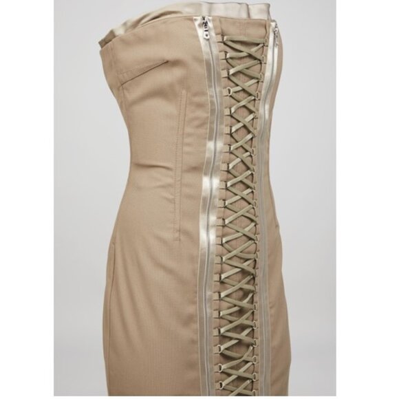 Dolce & Gabbana Y2K Vintage 2003 Khaki Lace Up Corset Dress Sz IT 44 (US 8) S/S - Picture 3 of 13